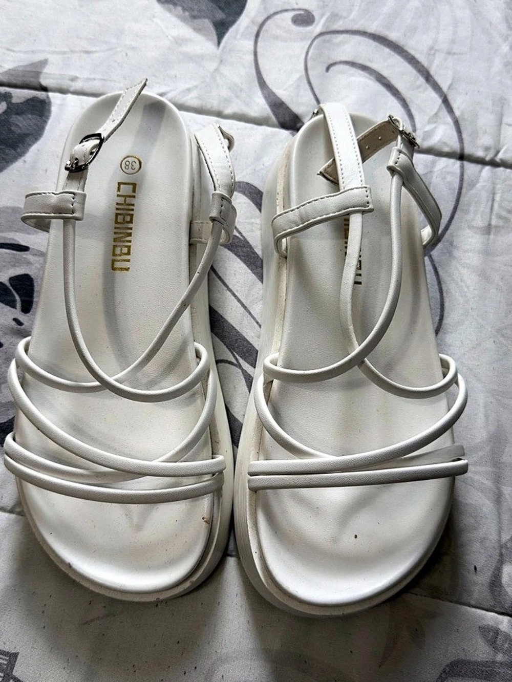 Chineasy Strappy Platform Sandals in White